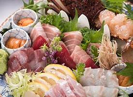 A plate of assorted sashimi